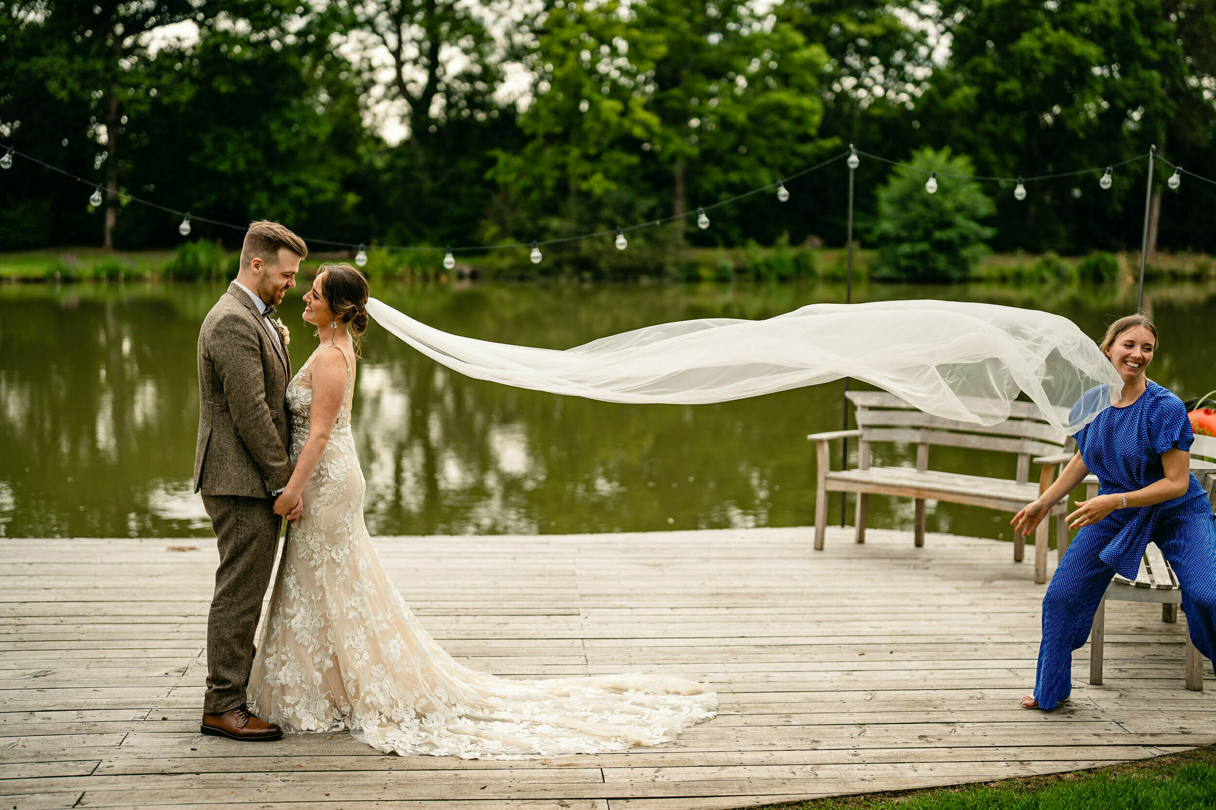 Bride and groom at Barns and Yard Wedding